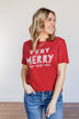 "Very Merry" Graphic Tee- Red