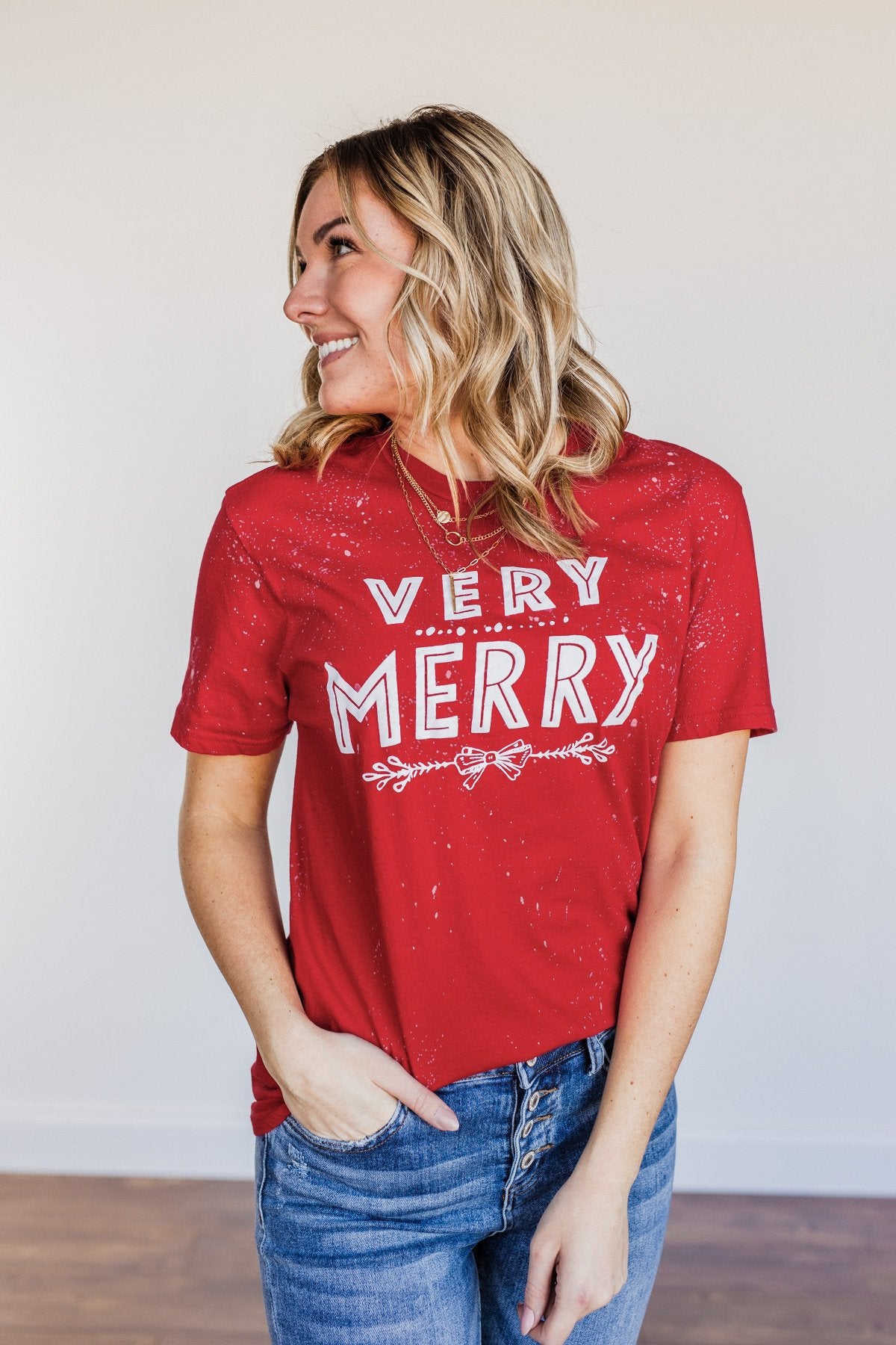 "Very Merry" Graphic Tee- Red