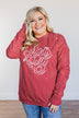 "Holly Jolly" Bleached Pullover- Red