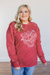 "Holly Jolly" Bleached Pullover- Red