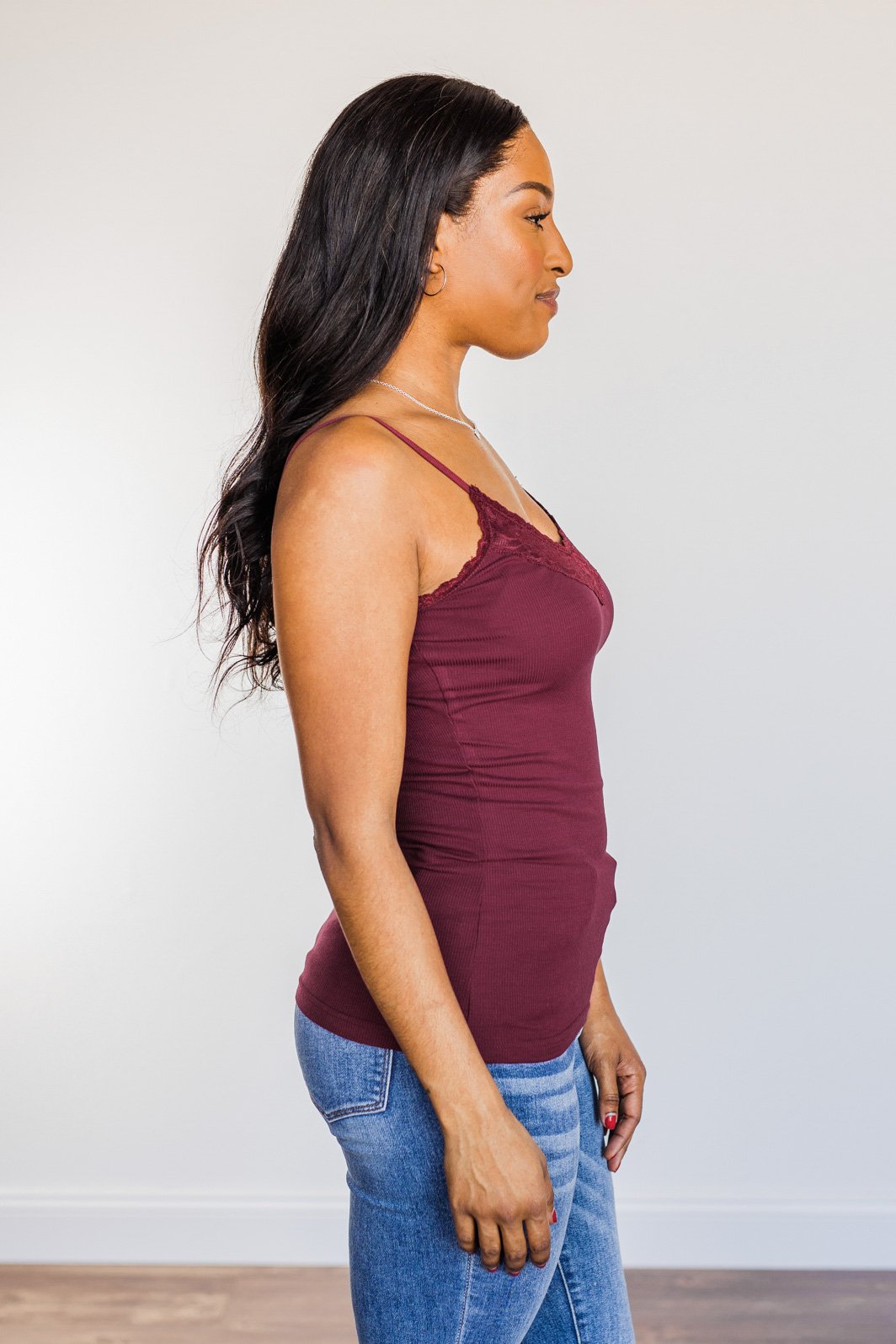 Pulse Basics All You Ever Wanted Lace Tank- Burgundy
