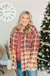 True To Me Long Sleeve Plaid Top- Brick, Rust & Golden Yellow