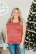 Sweet & Simple Lace Trimmed Tank Top- Marsala