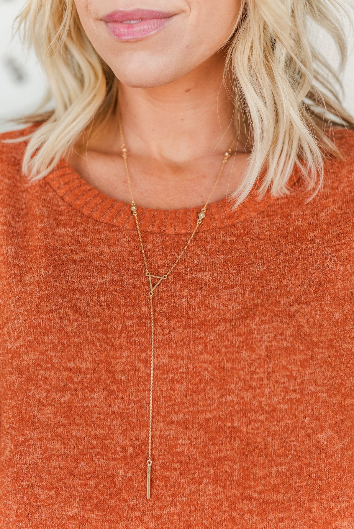 Keep Me Happy Long Chain Necklace- Gold