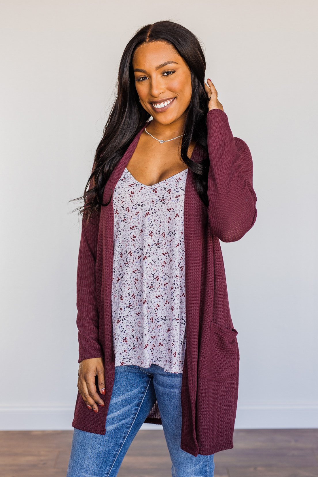 Burgundy discount knit cardigan