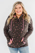 Walk In The Park Floral Drawstring Hoodie- Dusty Charcoal