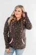 Walk In The Park Floral Drawstring Hoodie- Dusty Charcoal