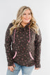 Walk In The Park Floral Drawstring Hoodie- Dusty Charcoal