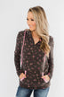Walk In The Park Floral Drawstring Hoodie- Dusty Charcoal