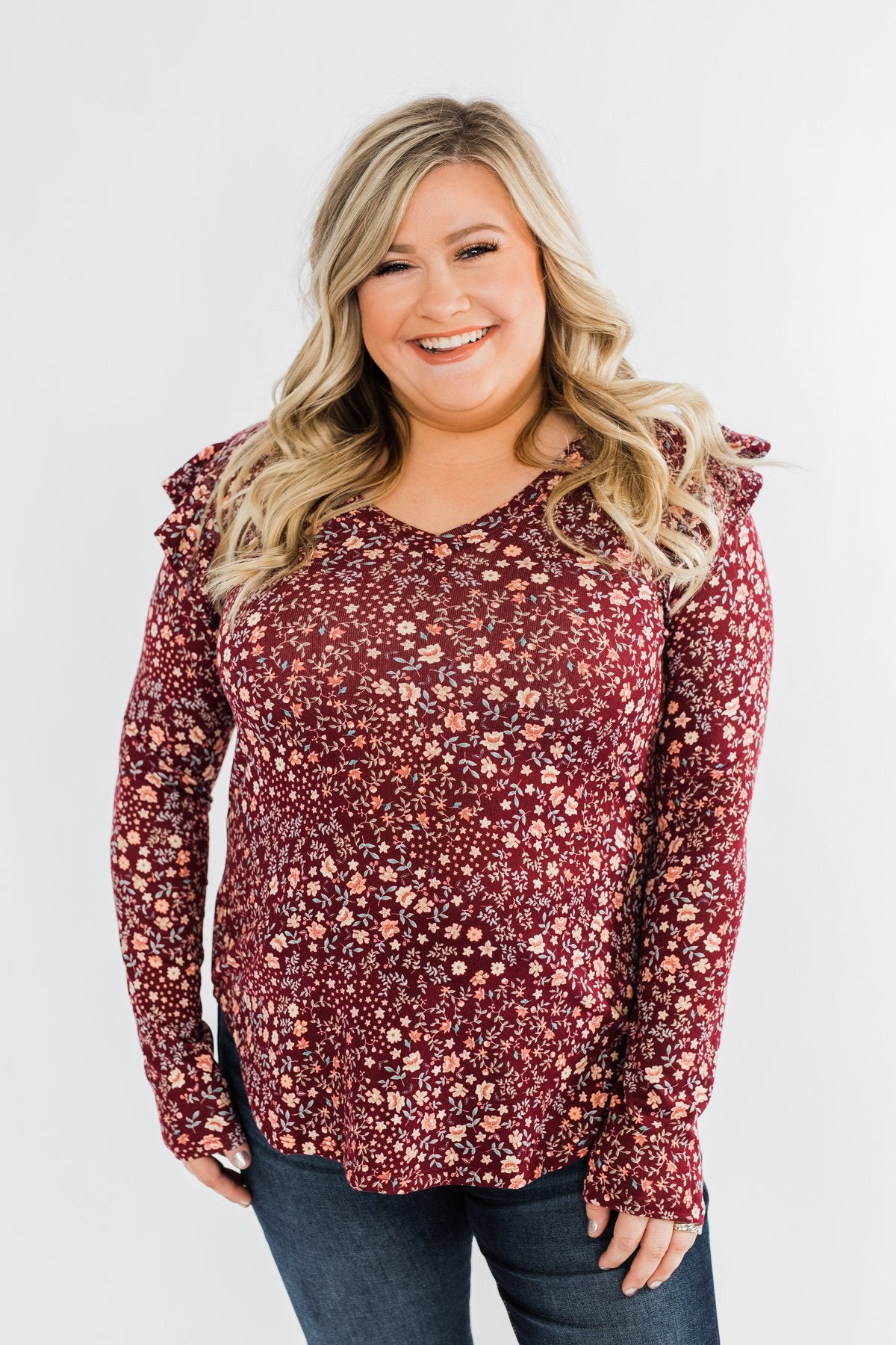 Forever And Ever Floral Top- Burgundy