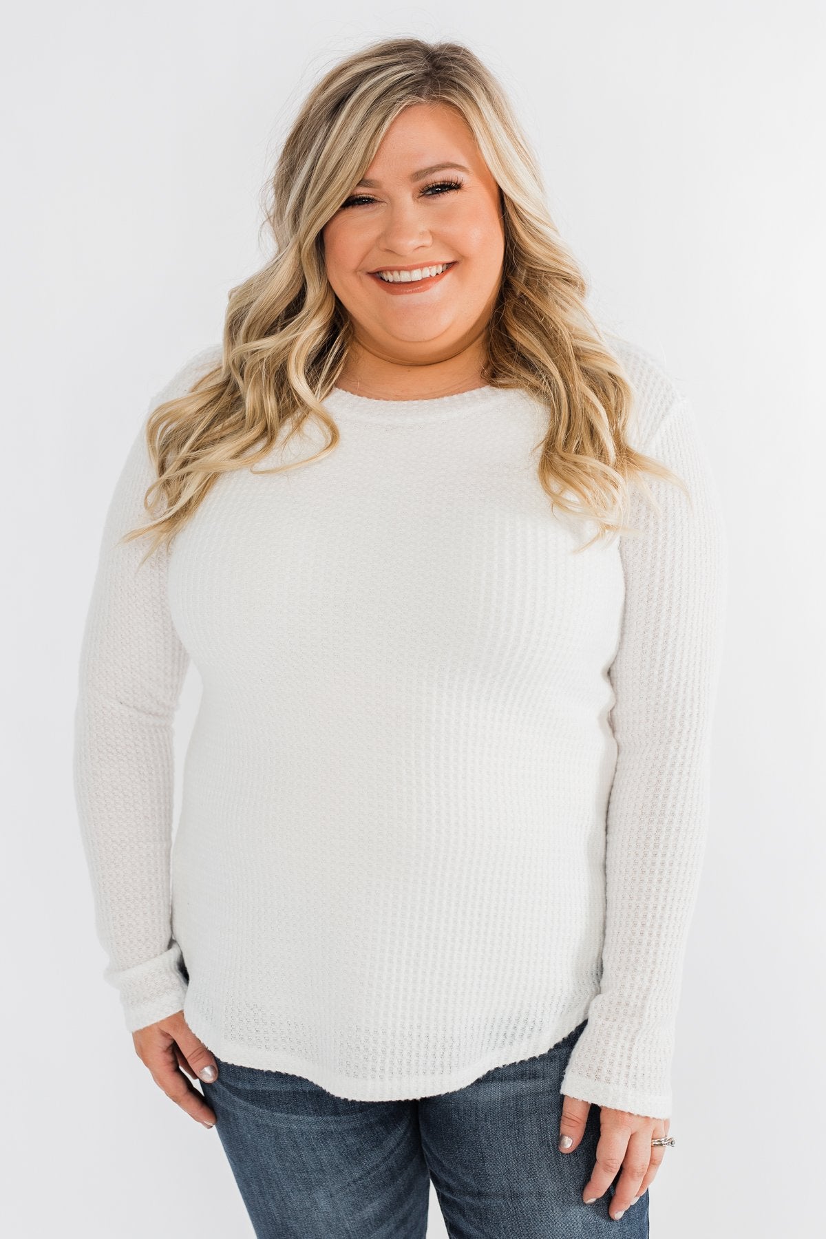 Be With You Waffle Knit Top- Off White