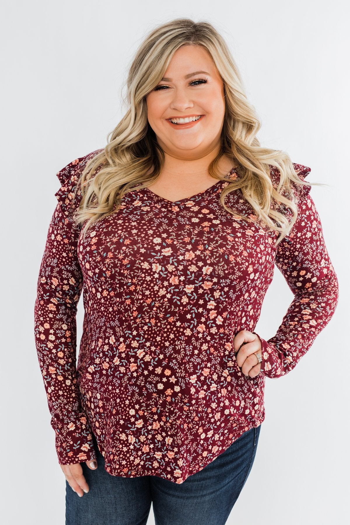 Forever And Ever Floral Top- Burgundy