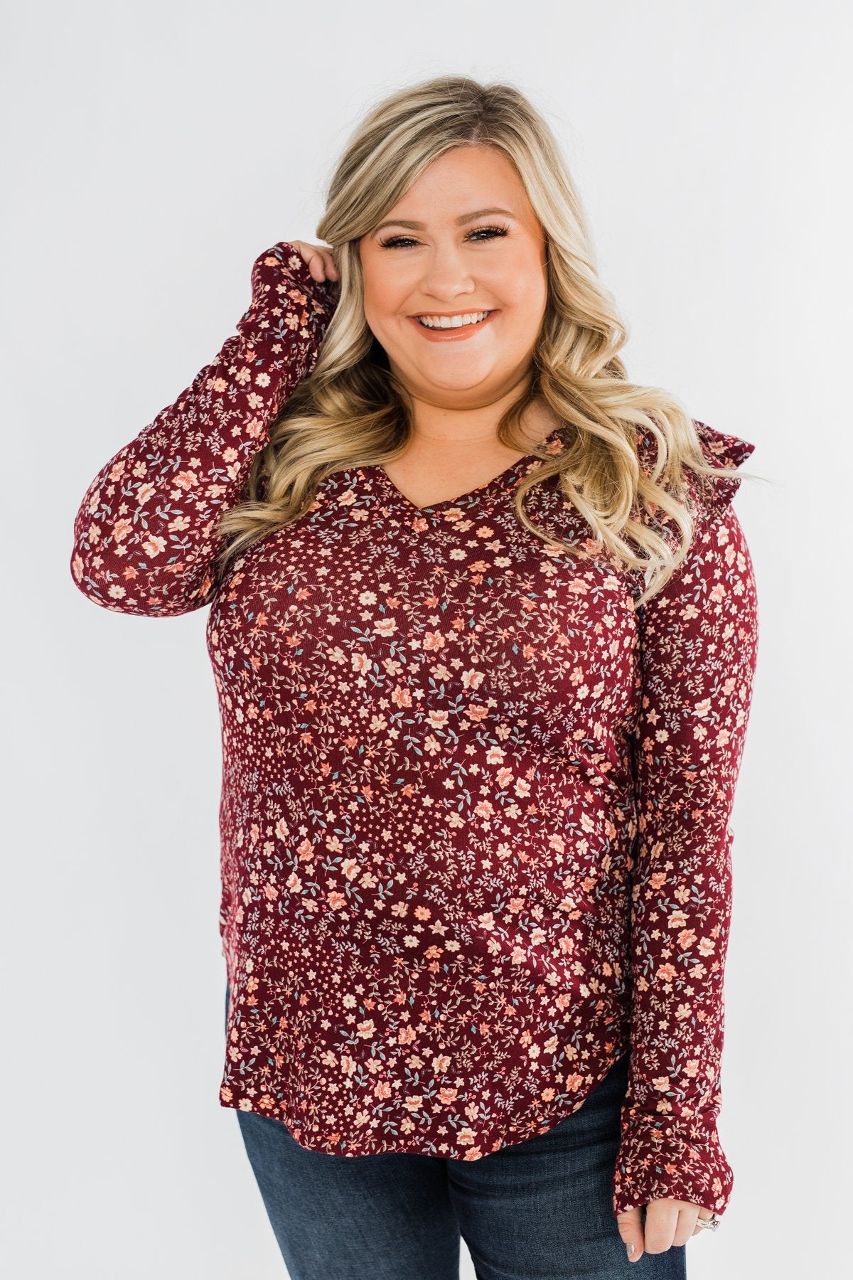 Forever And Ever Floral Top- Burgundy