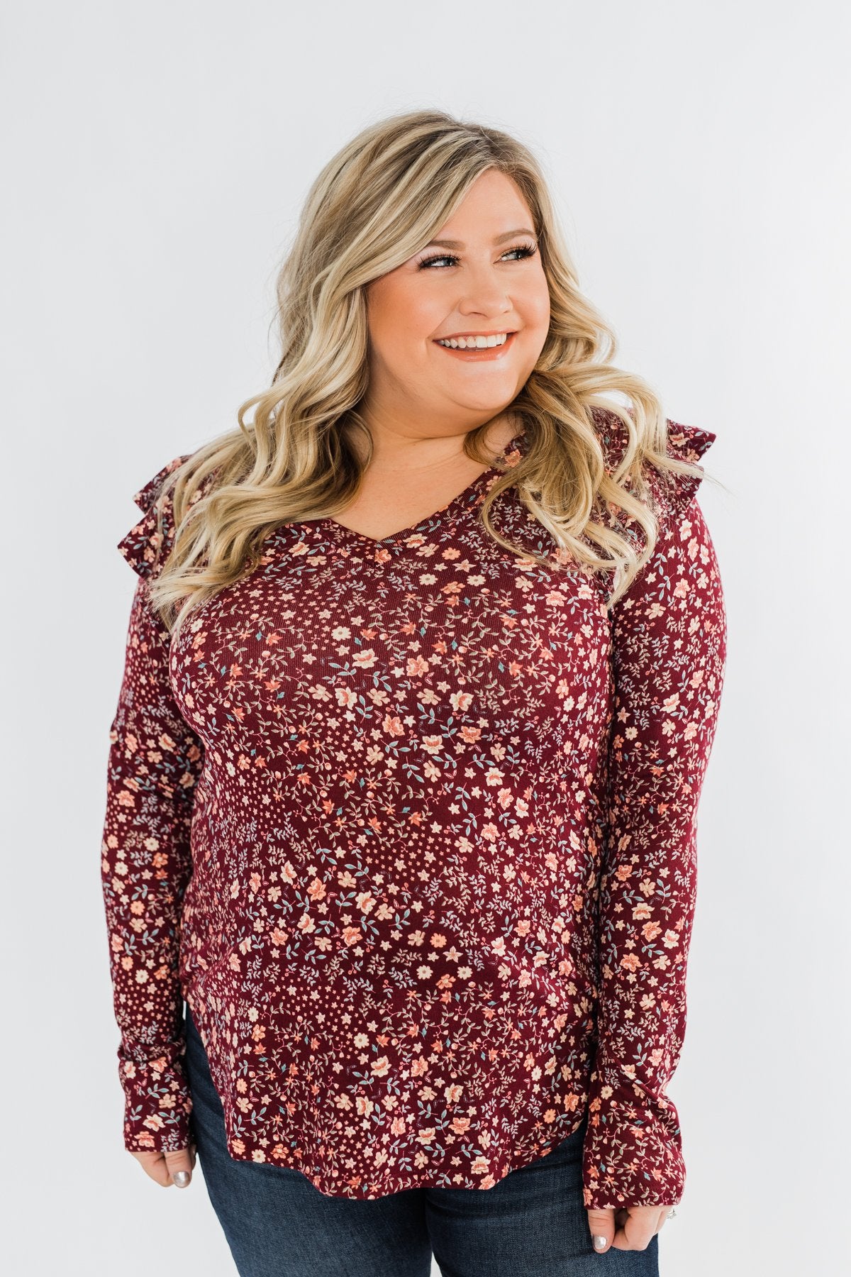 Forever And Ever Floral Top- Burgundy