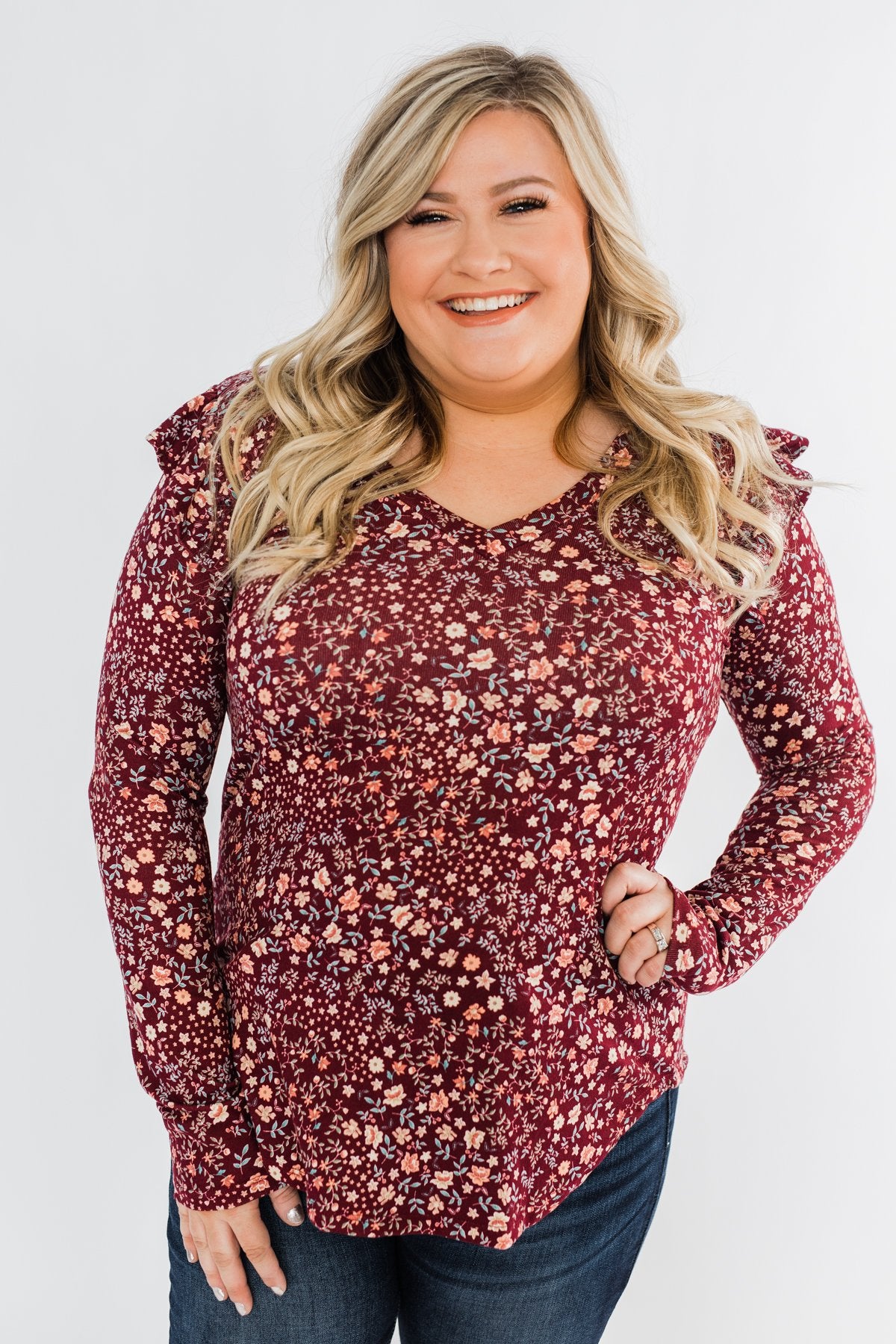 Forever And Ever Floral Top- Burgundy