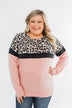 Cheerful in Leopard Color Block Top- Blush & Charcoal