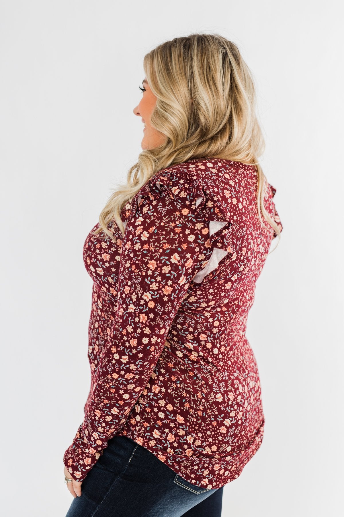 Forever And Ever Floral Top- Burgundy