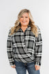 Plaid Button Down Twist Top- Black