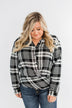 Plaid Button Down Twist Top- Black