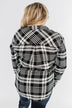 Plaid Button Down Twist Top- Black