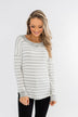 Sight For Sore Eyes Striped Top- Ivory & Grey