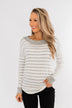 Sight For Sore Eyes Striped Top- Ivory & Grey