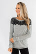 Show Stopper Black Lace Top- Grey