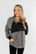 Just My Luck Quilted Sherpa Pullover- Black & Grey