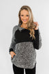 Just My Luck Quilted Sherpa Pullover- Black & Grey