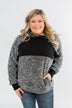 Just My Luck Quilted Sherpa Pullover- Black & Grey