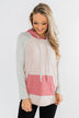 All The Details Drawstring Hoodie- Mauve Pink & Grey