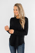 Be With You Waffle Knit Top- Black