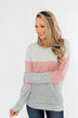 Living The Dream Color Block Top- Dusty Pink & Grey