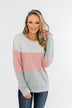 Living The Dream Color Block Top- Dusty Pink & Grey
