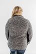 Just My Luck Quilted Sherpa Pullover- Black & Grey