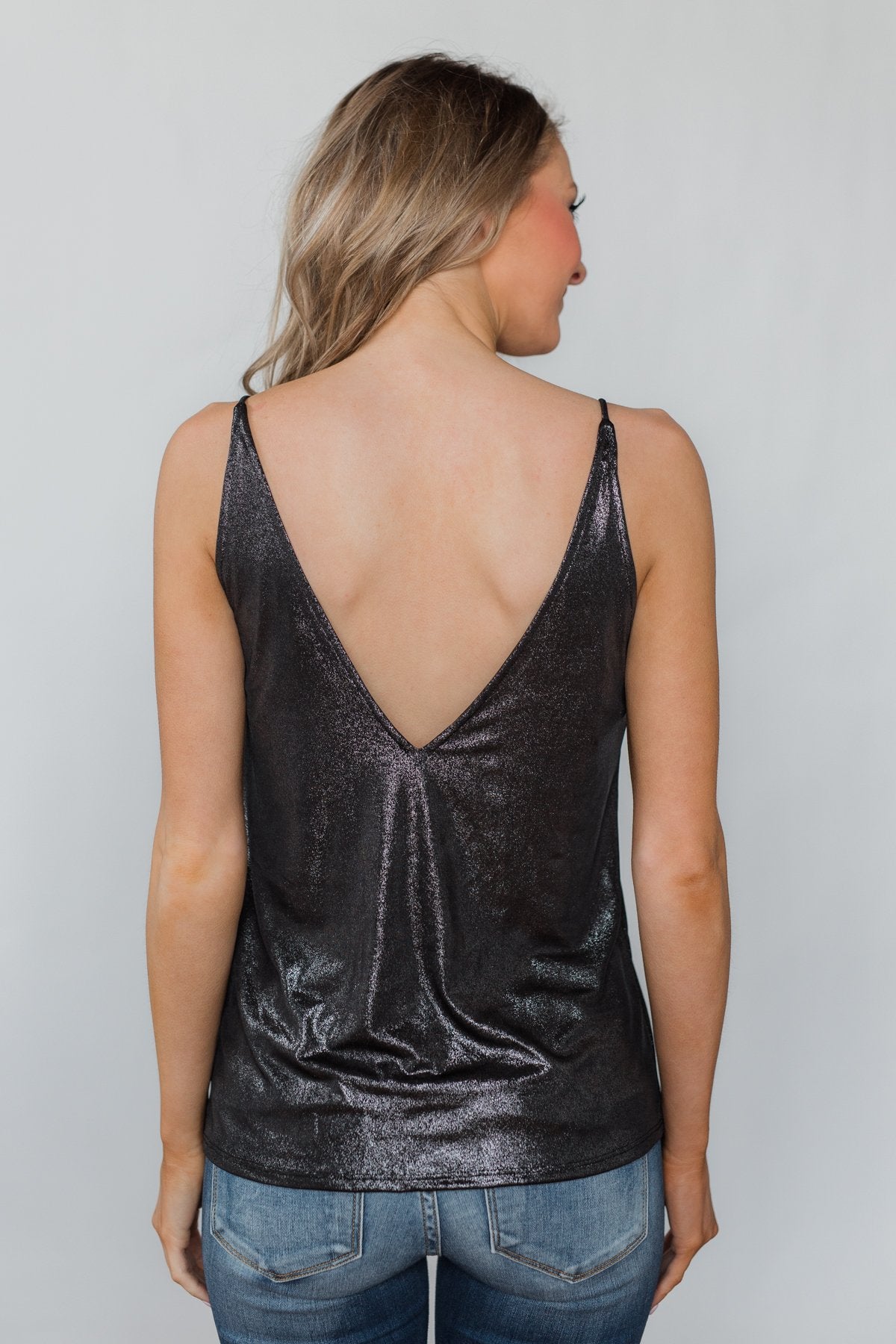 Spark Up The New Year Tank Top- Silver Black