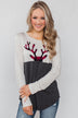 Call In The Reindeer Top- Oatmeal & Charcoal