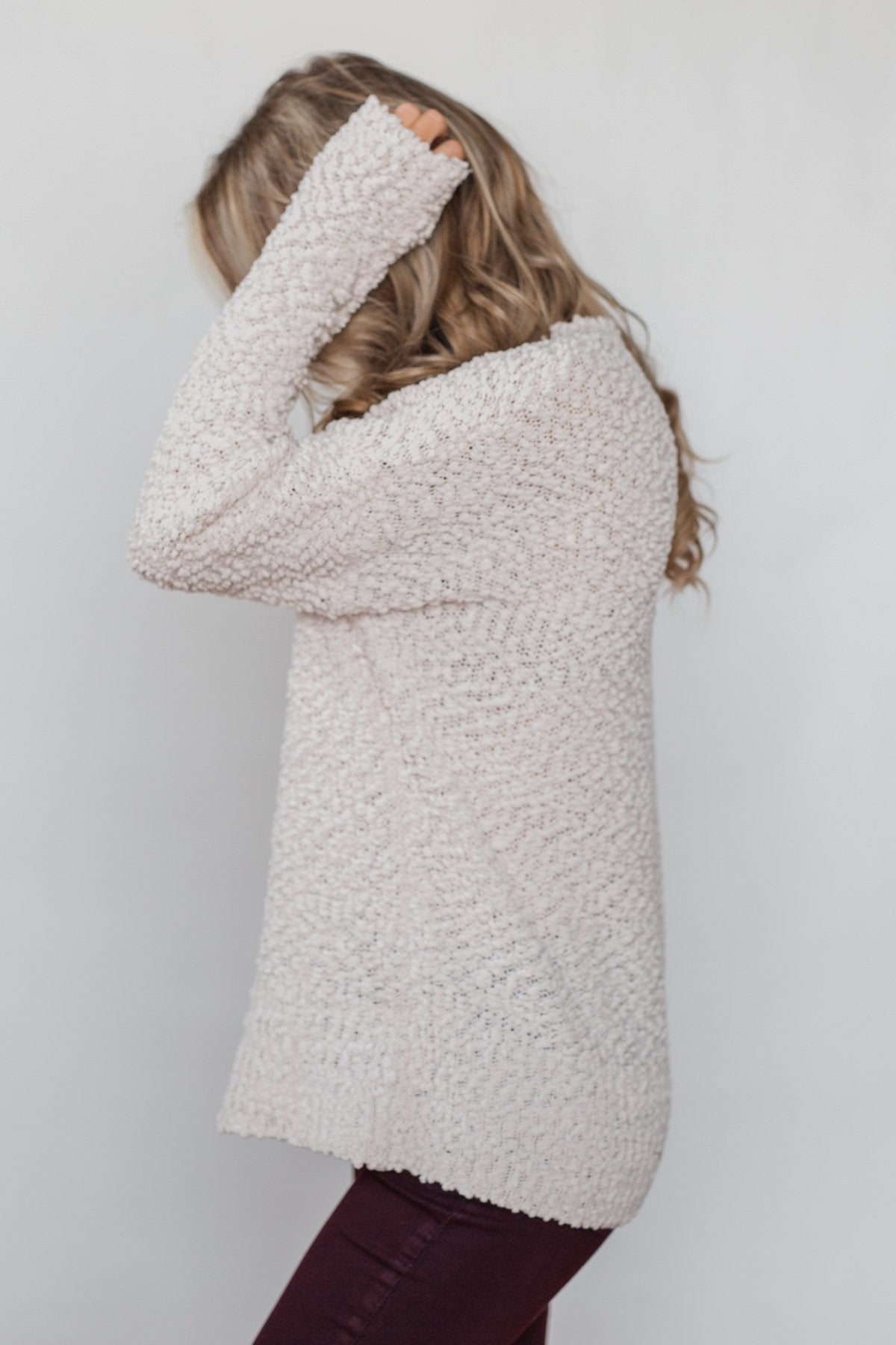 Cozy Winter Popcorn Sweater- Cream