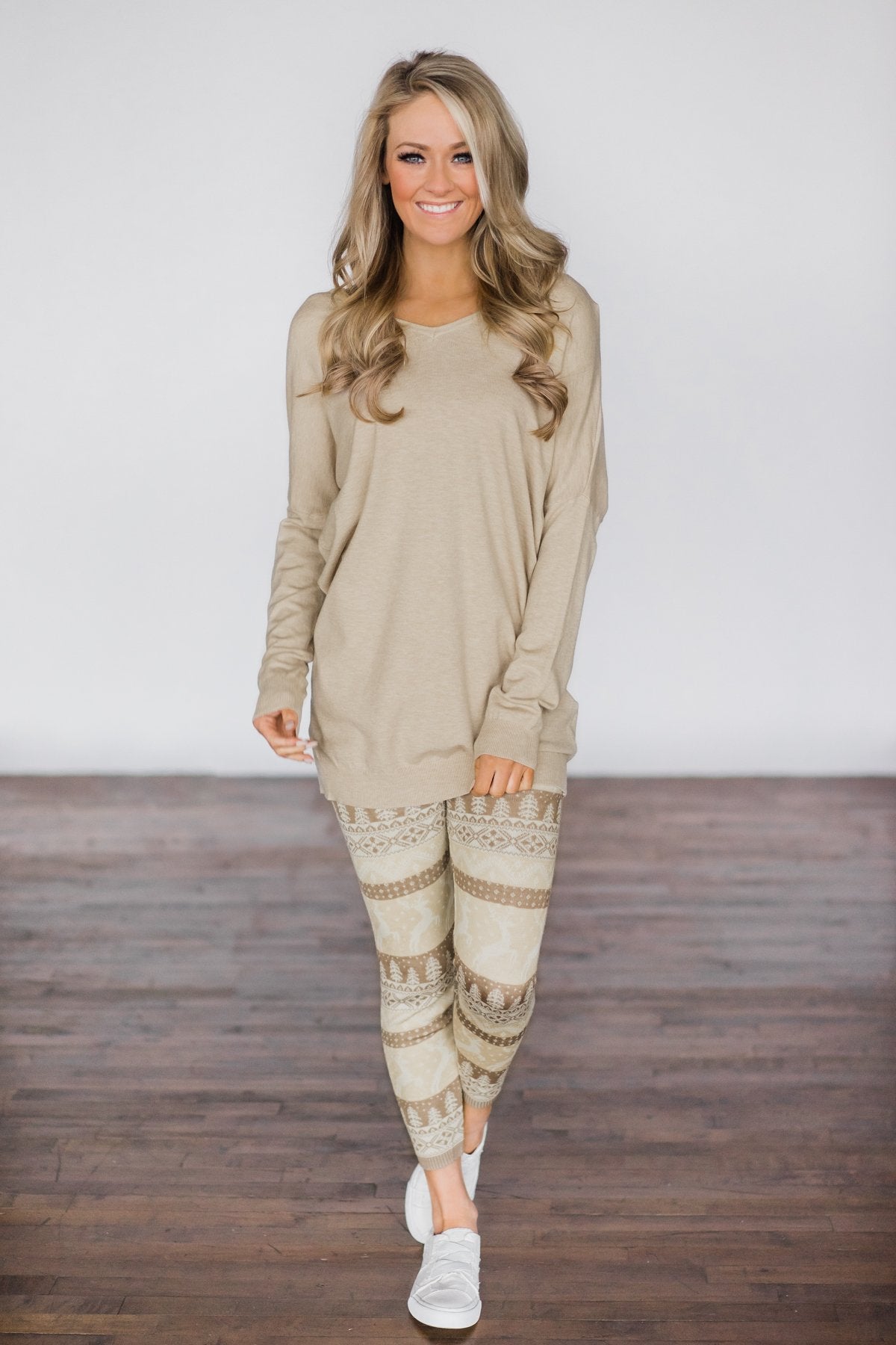 Prancing through the Snow ~ Tan Holiday Leggings – The Pulse Boutique