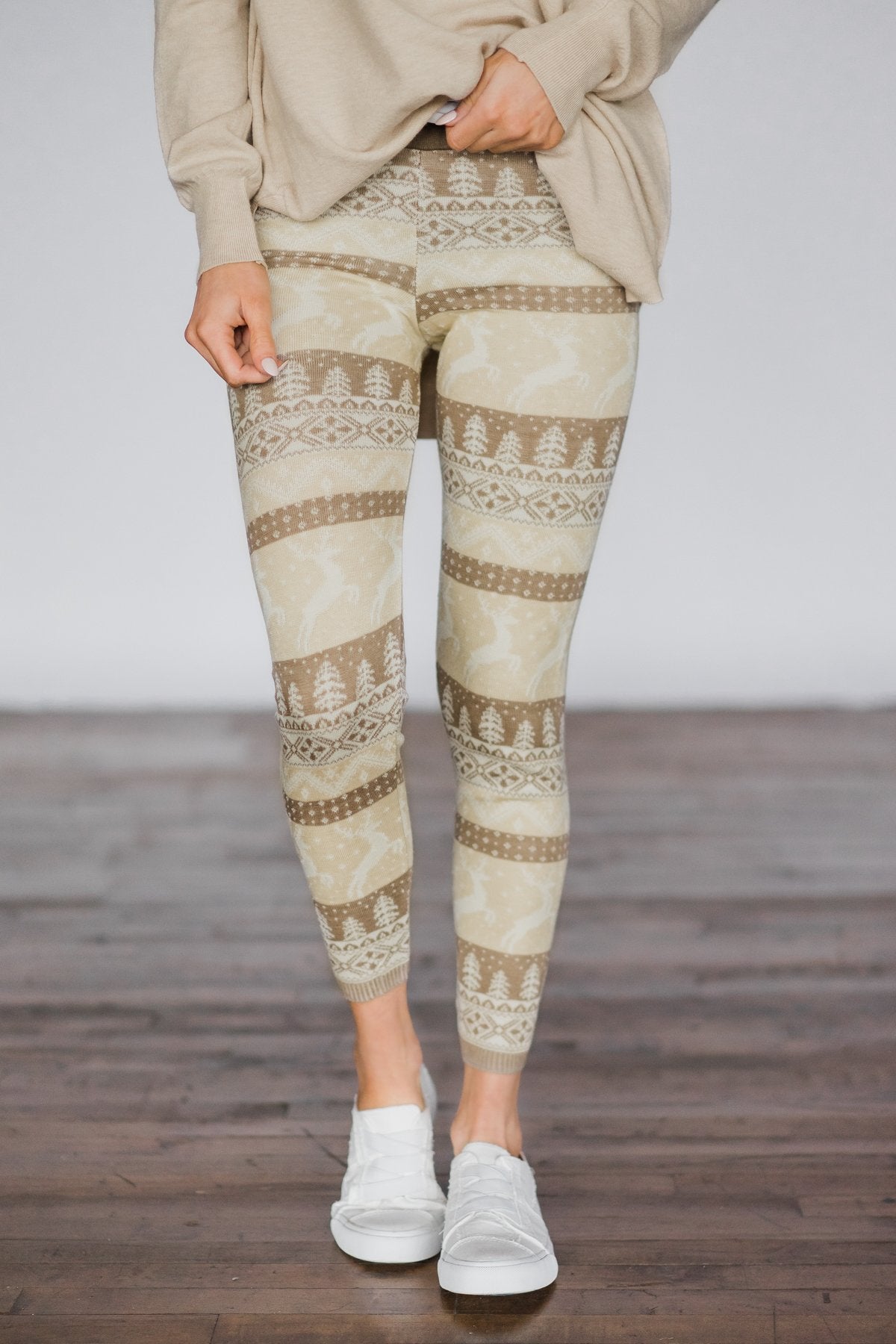 Prancing through the Snow ~ Tan Holiday Leggings – The Pulse Boutique