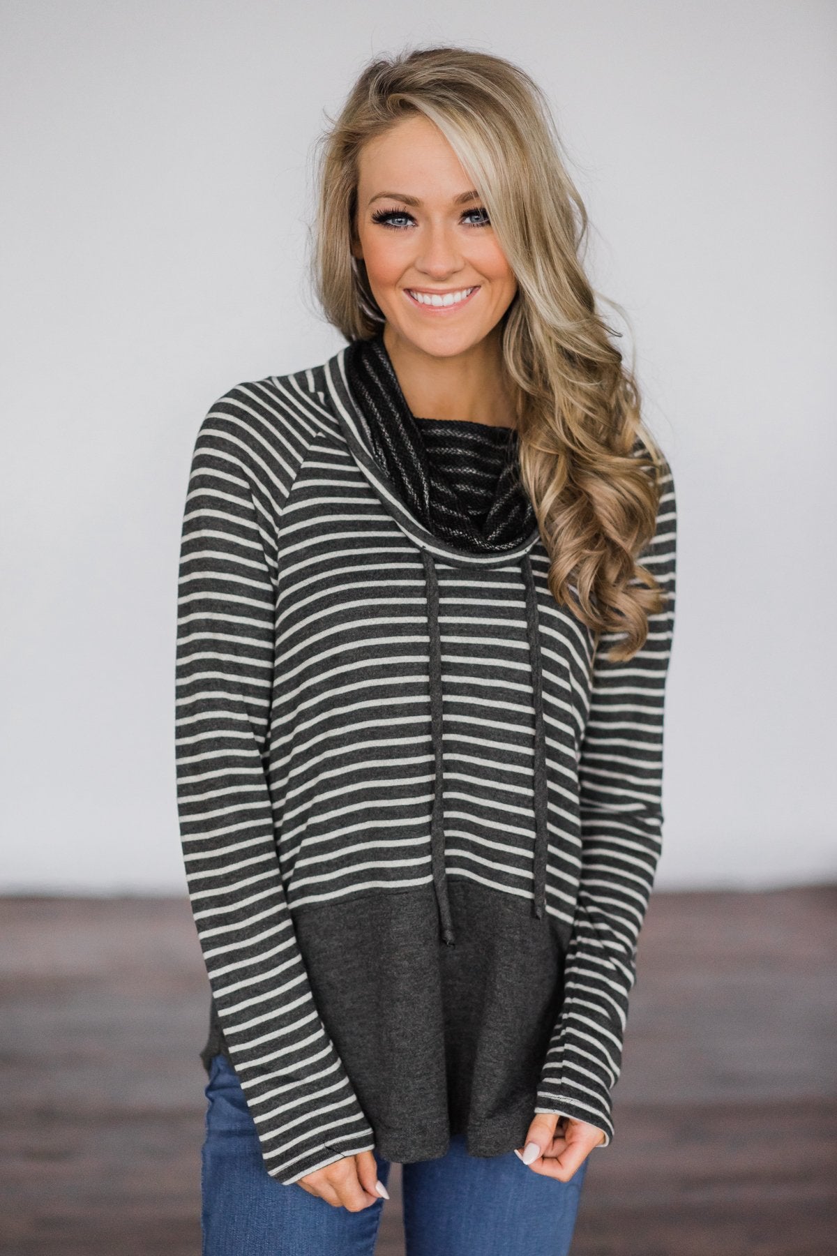 Shades of Cool Striped Cowl Neck Top