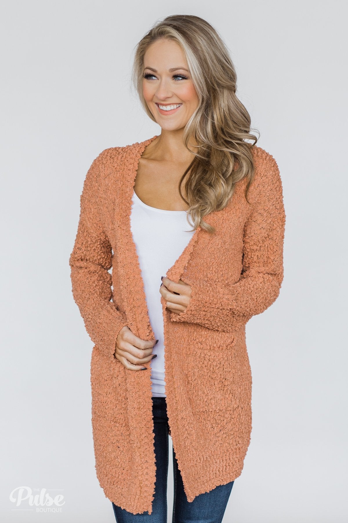 Popcorn Cardigan- Soft Orange - Main Image