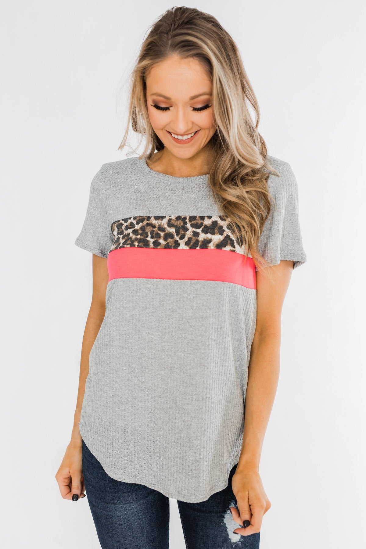 Up For An Adventure Striped Top- Heather Grey