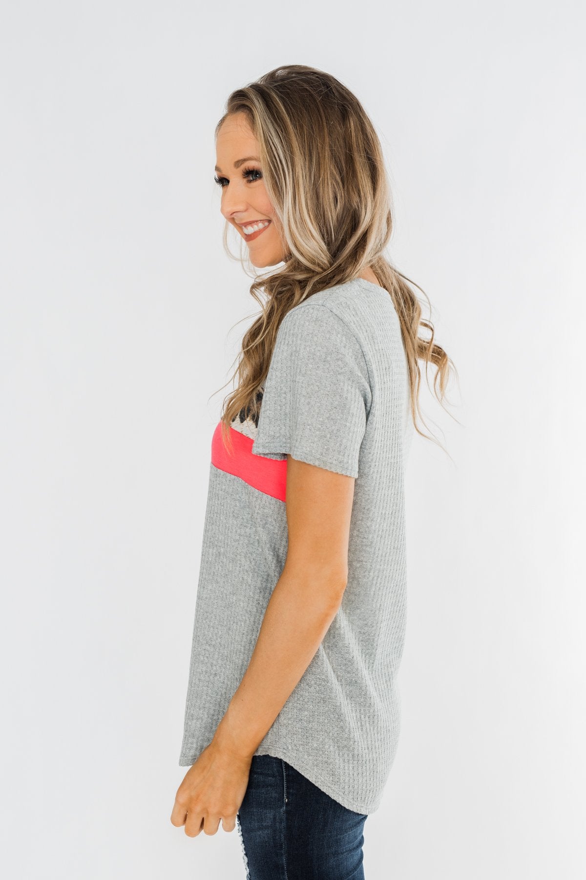 Up For An Adventure Striped Top- Heather Grey