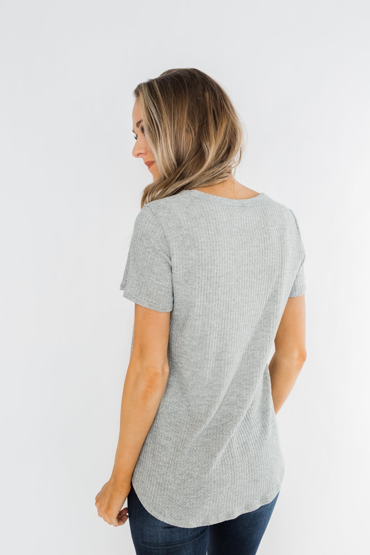 Up For An Adventure Striped Top- Heather Grey
