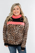 Born To Be Bold Cowl Neck Pullover- Leopard & Neon Pink
