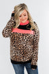 Born To Be Bold Cowl Neck Pullover- Leopard & Neon Pink