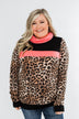 Born To Be Bold Cowl Neck Pullover- Leopard & Neon Pink