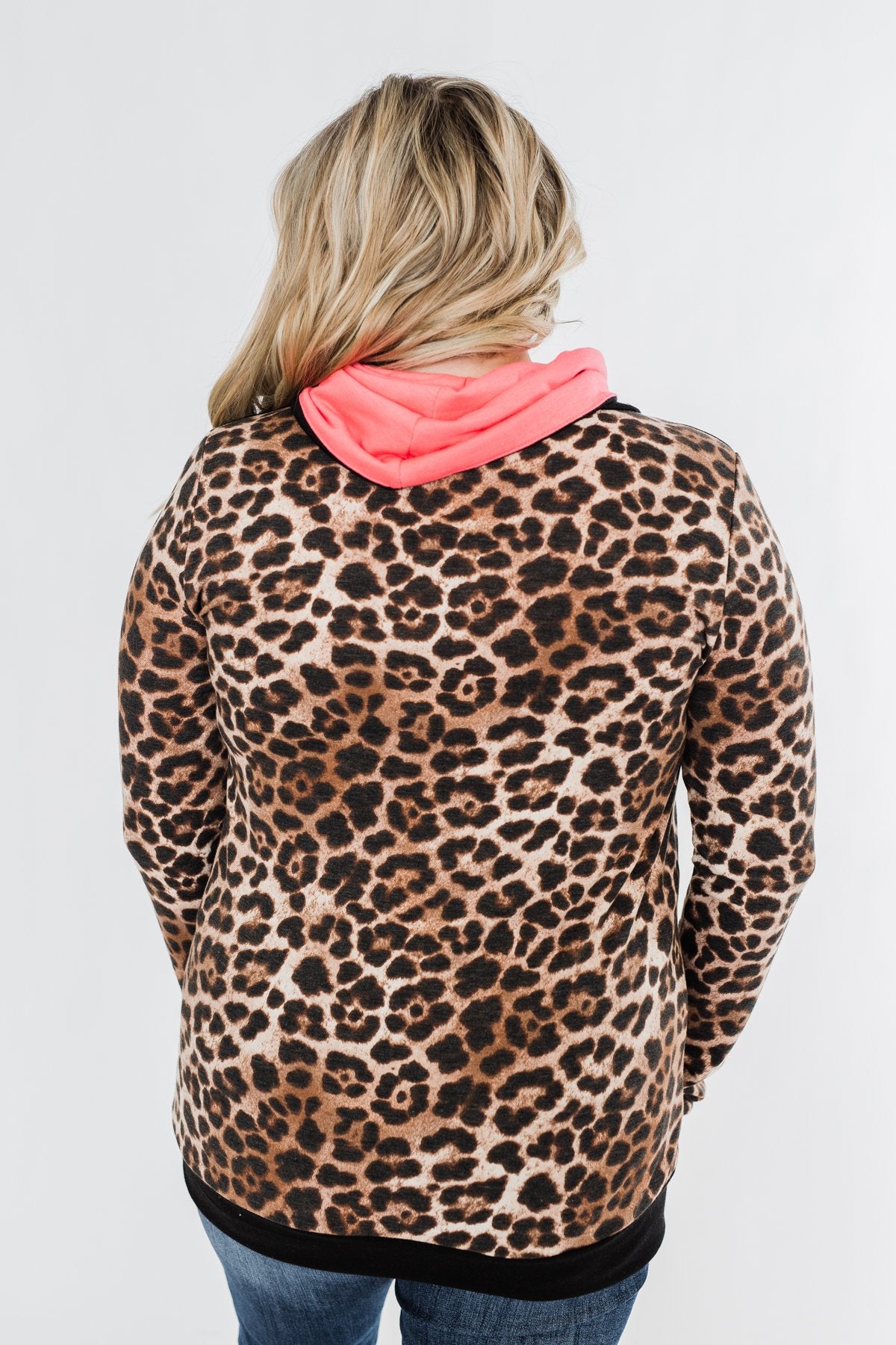 Born To Be Bold Cowl Neck Pullover- Leopard & Neon Pink