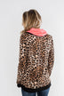 Born To Be Bold Cowl Neck Pullover- Leopard & Neon Pink